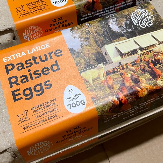 700g pasture-raised egg carton from The Natural Circle